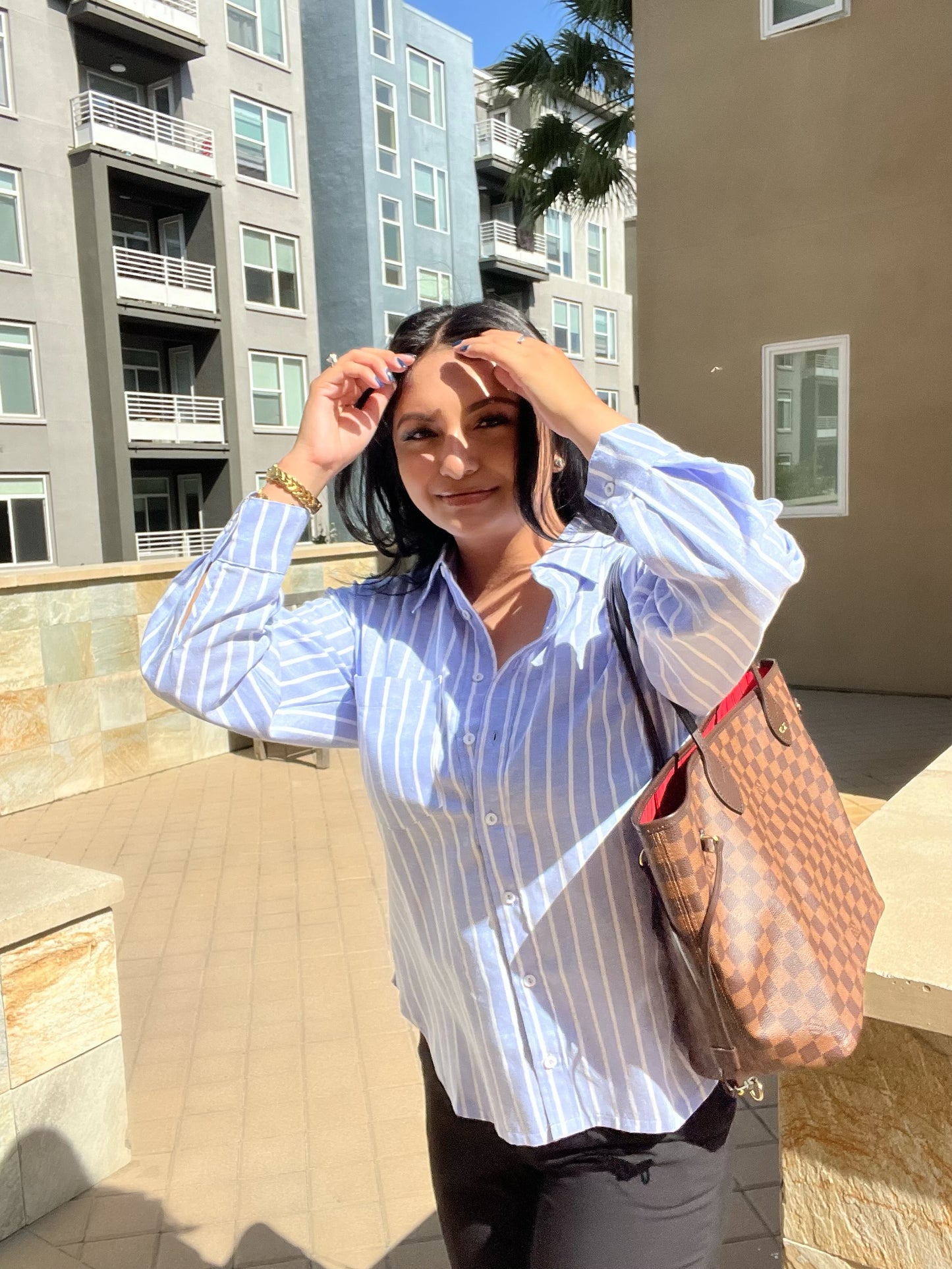 STRIPES BUTTON UP (BLUE)