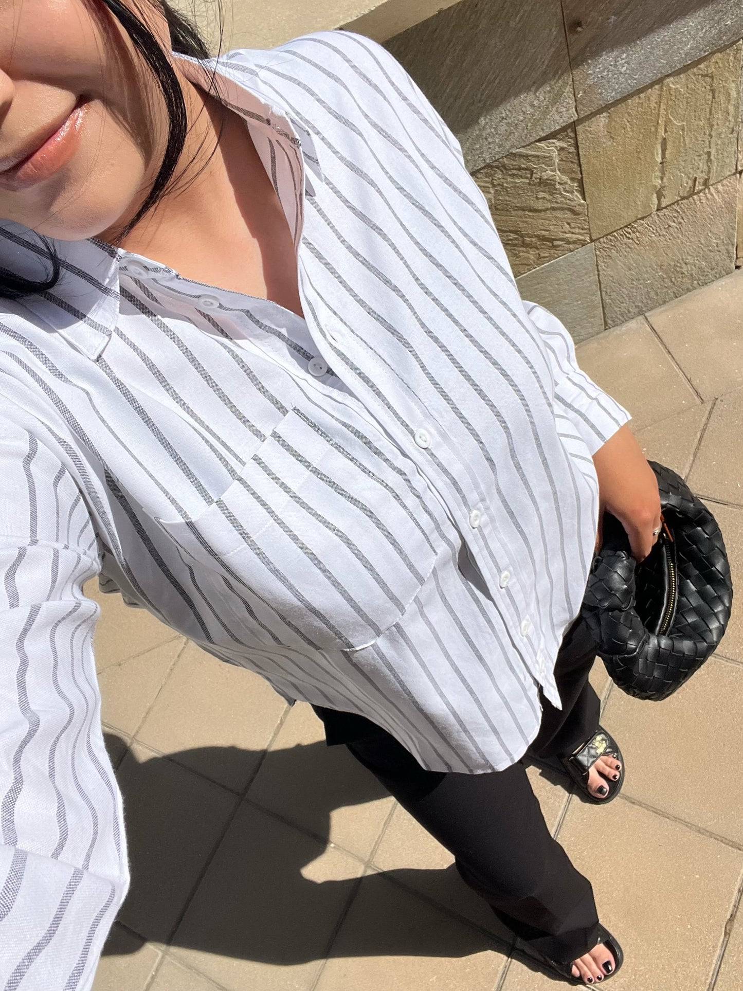 STRIPES BUTTON UP (WHITE)