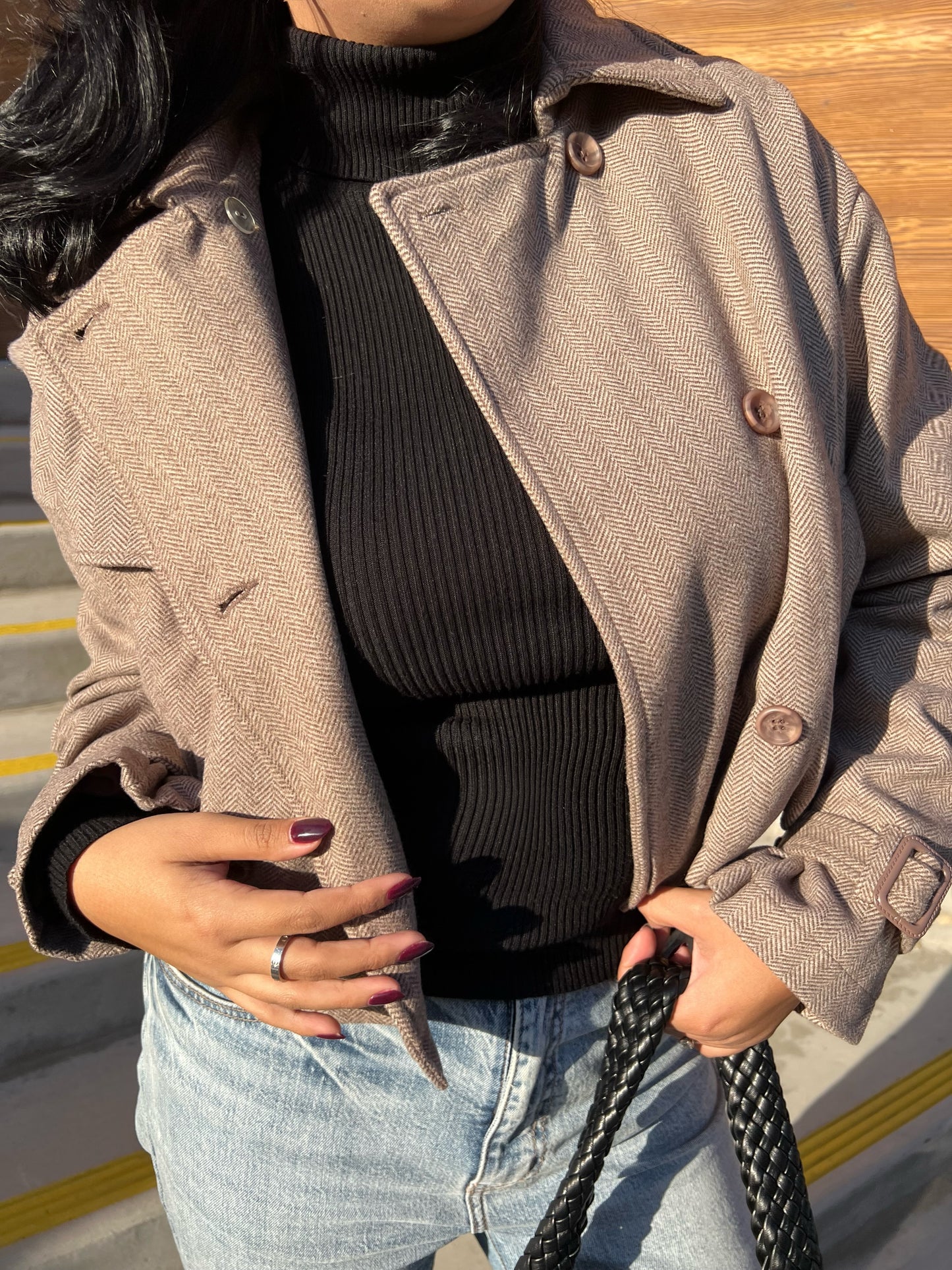 IN THE CITY CROPPED COAT (LIGHT BROWN)