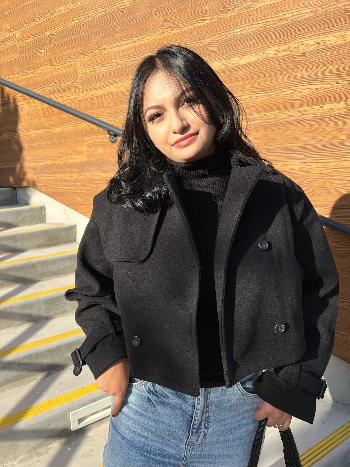 IN THE CITY CROPPED COAT (BLACK)