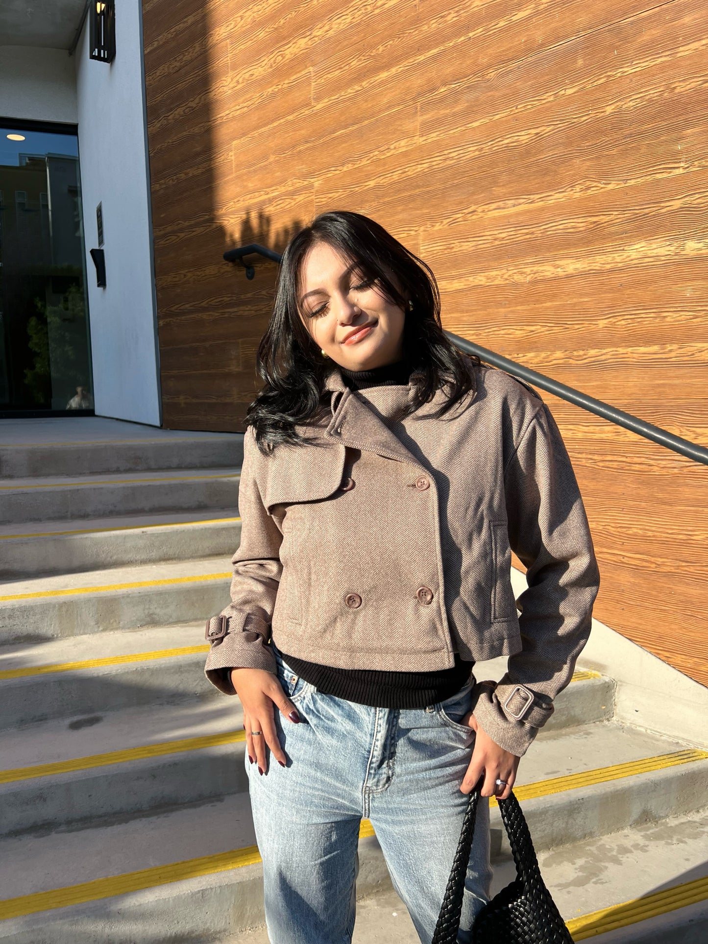 IN THE CITY CROPPED COAT (LIGHT BROWN)