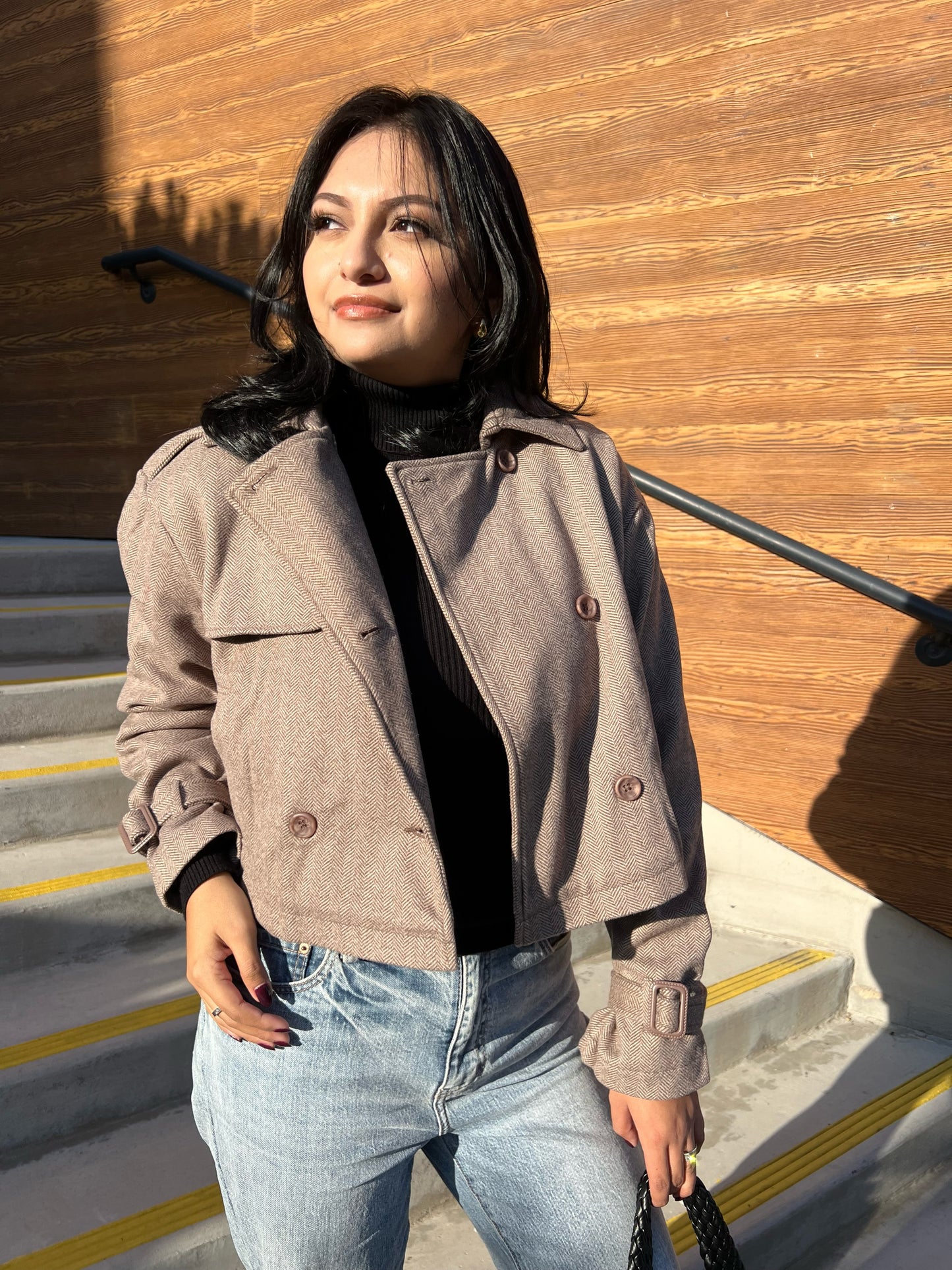 IN THE CITY CROPPED COAT (LIGHT BROWN)