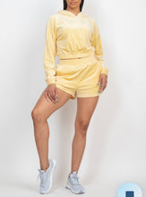Load image into Gallery viewer, Feeling Comfy Two Piece Velour Short Set (Yellow)
